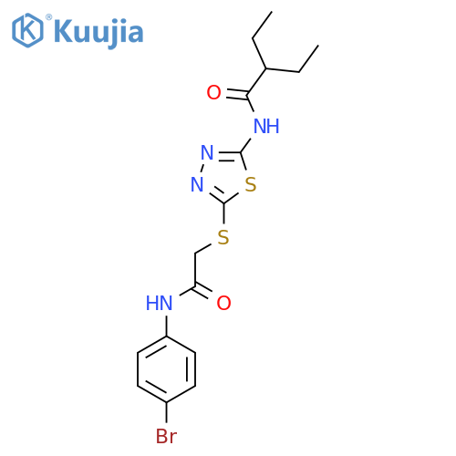 N-5-({(4-bromophenyl)carbamoylmethyl}sulfanyl)-1,3,4-thiadiazol-2-yl-2-ethylbutanamide structure