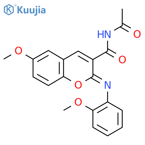 (2Z)-N-acetyl-6-methoxy-2-(2-methoxyphenyl)imino-2H-chromene-3-carboxamide structure