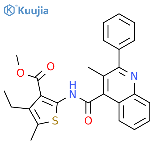 <br>methyl 4-ethyl-5-methyl-2-(3-methyl-2-phenylquinoline-4-amido)thiophene-3-c arboxylate structure