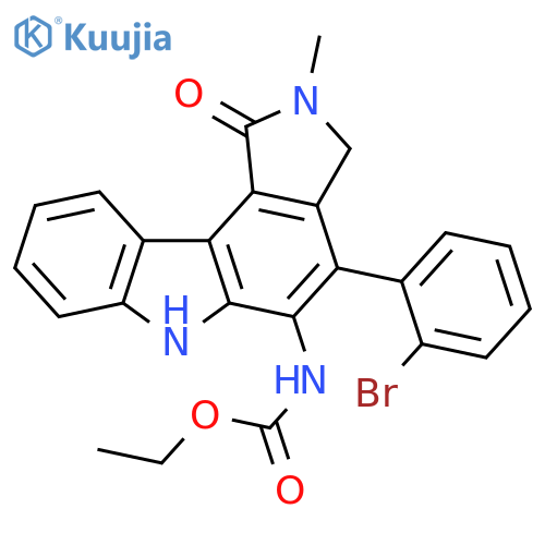 Carbamic acid,[4-(2-bromophenyl)-1,2,3,6-tetrahydro-2-methyl-1-oxopyrrolo[3,4-c]carbazol-5-yl]-, ethyl ester structure