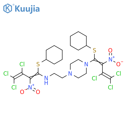 1-Piperazineethanamine,N,4-bis[3,4,4-trichloro-1-(cyclohexylthio)-2-nitro-1,3-butadienyl]- structure