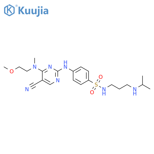 Benzenesulfonamide,4-[[5-cyano-4-[(2-methoxyethyl)methylamino]-2-pyrimidinyl]amino]-N-[3-[(1-methylethyl)amino]propyl]- structure