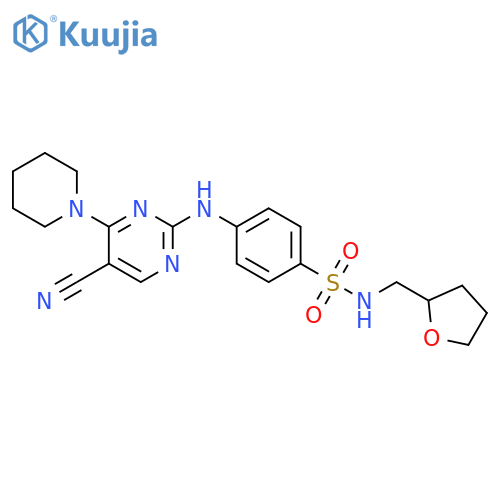 Benzenesulfonamide,4-[[5-cyano-4-(1-piperidinyl)-2-pyrimidinyl]amino]-N-[(tetrahydro-2-furanyl)methyl]- structure