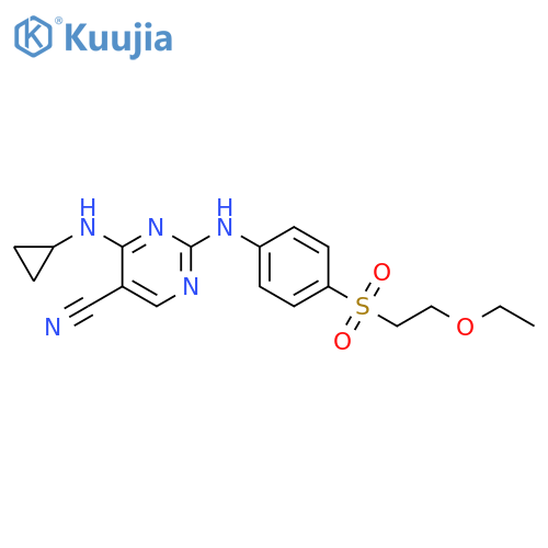 5-Pyrimidinecarbonitrile,4-(cyclopropylamino)-2-[[4-[(2-ethoxyethyl)sulfonyl]phenyl]amino]- structure