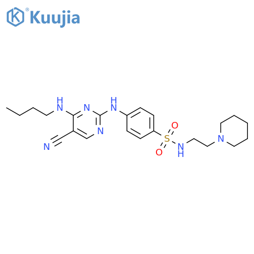 Benzenesulfonamide,4-[[4-(butylamino)-5-cyano-2-pyrimidinyl]amino]-N-[2-(1-piperidinyl)ethyl]- structure