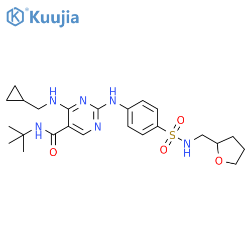 5-Pyrimidinecarboxamide,4-[(cyclopropylmethyl)amino]-N-(1,1-dimethylethyl)-2-[[4-[[[(tetrahydro-2-furanyl)methyl]amino]sulfonyl]phenyl]amino]- structure