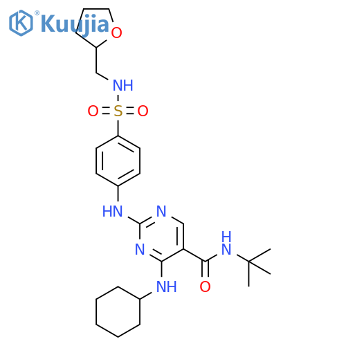 5-Pyrimidinecarboxamide,4-(cyclohexylamino)-N-(1,1-dimethylethyl)-2-[[4-[[[(tetrahydro-2-furanyl)methyl]amino]sulfonyl]phenyl]amino]- structure