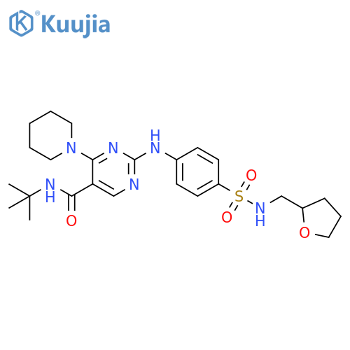 5-Pyrimidinecarboxamide,N-(1,1-dimethylethyl)-4-(1-piperidinyl)-2-[[4-[[[(tetrahydro-2-furanyl)methyl]amino]sulfonyl]phenyl]amino]- structure
