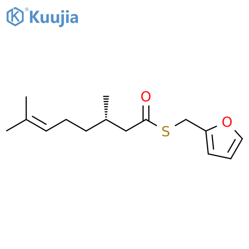 6-Octenethioic acid, 3,7-dimethyl-, S-(2-furanylmethyl) ester, (3S)- structure
