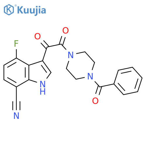 Piperazine, 1-benzoyl-4-[(7-cyano-4-fluoro-1H-indol-3-yl)oxoacetyl]- structure