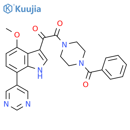 Piperazine,1-benzoyl-4-[[4-methoxy-7-(5-pyrimidinyl)-1H-indol-3-yl]oxoacetyl]- structure