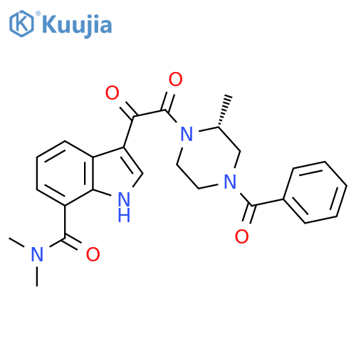 1H-Indole-7-carboxamide,3-[[(2R)-4-benzoyl-2-methyl-1-piperazinyl]oxoacetyl]-N,N-dimethyl- structure