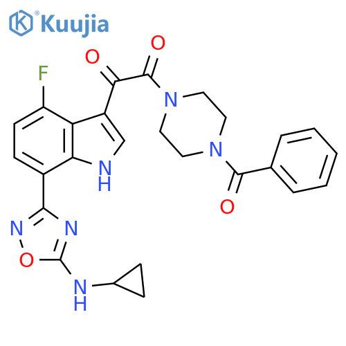 Piperazine,1-benzoyl-4-[[7-[5-(cyclopropylamino)-1,2,4-oxadiazol-3-yl]-4-fluoro-1H-indol-3-yl]oxoacetyl]- structure