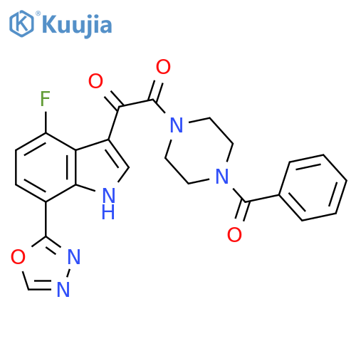 Piperazine,1-benzoyl-4-[[4-fluoro-7-(1,3,4-oxadiazol-2-yl)-1H-indol-3-yl]oxoacetyl]- structure
