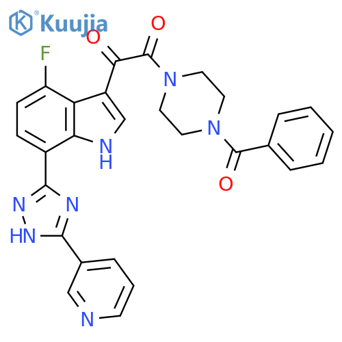 Piperazine,1-benzoyl-4-[[4-fluoro-7-[5-(3-pyridinyl)-1H-1,2,4-triazol-3-yl]-1H-indol-3-yl]oxoacetyl]- structure