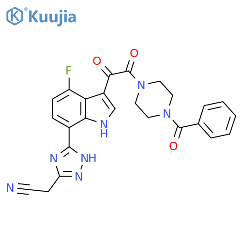 Piperazine,1-benzoyl-4-[[7-[5-(cyanomethyl)-1H-1,2,4-triazol-3-yl]-4-fluoro-1H-indol-3-yl]oxoacetyl]- structure
