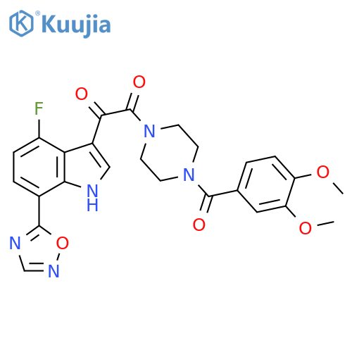 Piperazine,1-(3,4-dimethoxybenzoyl)-4-[[4-fluoro-7-(1,2,4-oxadiazol-5-yl)-1H-indol-3-yl]oxoacetyl]- structure