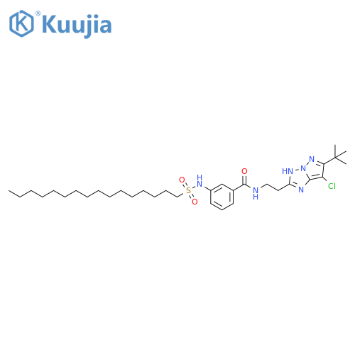 Benzamide,N-[2-[7-chloro-6-(1,1-dimethylethyl)-1H-pyrazolo[1,5-b][1,2,4]triazol-2-yl]ethyl]-3-[(hexadecylsulfonyl)amino]- structure