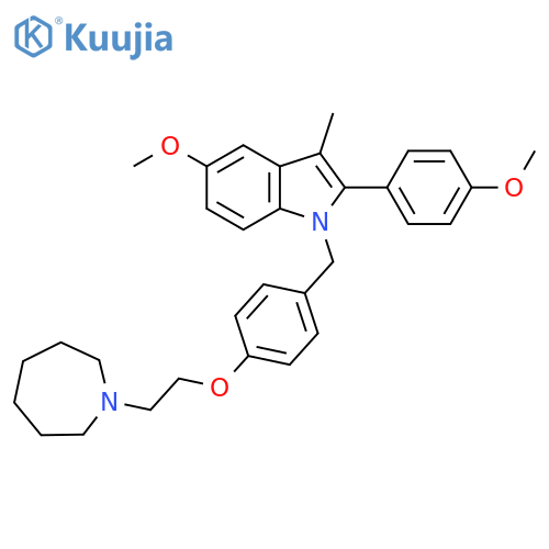1H-Indole,1-[[4-[2-(hexahydro-1H-azepin-1-yl)ethoxy]phenyl]methyl]-5-methoxy-2-(4-methoxyphenyl)-3-methyl- structure