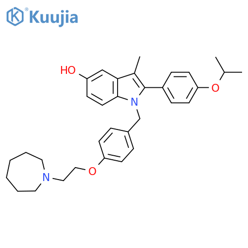 1H-Indol-5-ol,1-[[4-[2-(hexahydro-1H-azepin-1-yl)ethoxy]phenyl]methyl]-3-methyl-2-[4-(1-methylethoxy)phenyl]- structure