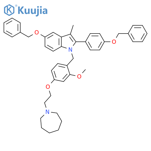 1H-Indole,1-[[4-[2-(hexahydro-1H-azepin-1-yl)ethoxy]-2-methoxyphenyl]methyl]-3-methyl-5-(phenylmethoxy)-2-[4-(phenylmethoxy)phenyl]- structure