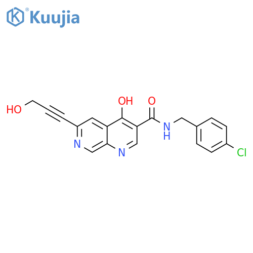 1,7-Naphthyridine-3-carboxamide,N-[(4-chlorophenyl)methyl]-4-hydroxy-6-(3-hydroxy-1-propynyl)- structure