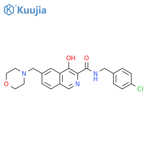 3-Isoquinolinecarboxamide,N-[(4-chlorophenyl)methyl]-4-hydroxy-6-(4-morpholinylmethyl)- structure