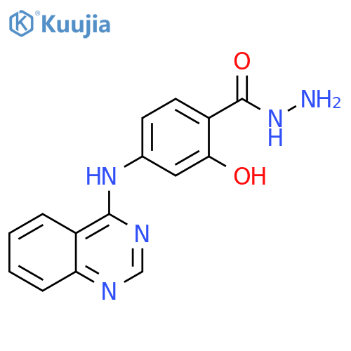 Benzoic acid, 2-hydroxy-4-(4-quinazolinylamino)-, hydrazide structure