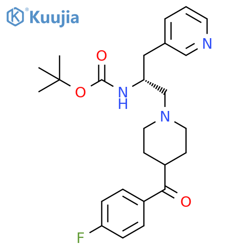 Carbamic acid,[(1R)-1-[[4-(4-fluorobenzoyl)-1-piperidinyl]methyl]-2-(3-pyridinyl)ethyl]-,1,1-dimethylethyl ester structure