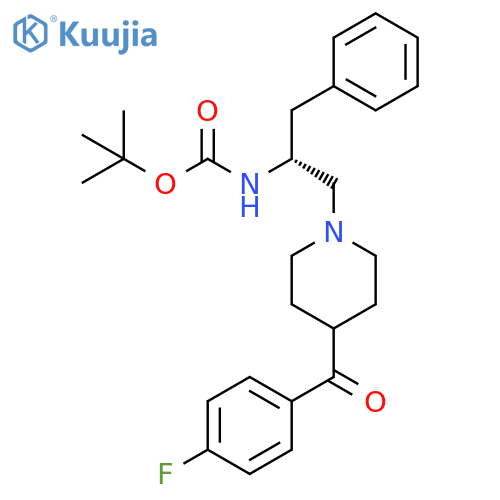 Carbamic acid,[(1R)-1-[[4-(4-fluorobenzoyl)-1-piperidinyl]methyl]-2-phenylethyl]-,1,1-dimethylethyl ester structure
