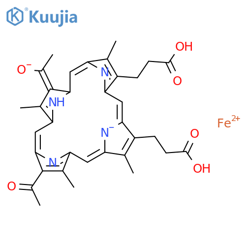 Ferrate(2-),[7,12-diacetyl-3,8,13,17-tetramethyl-21H,23H-porphine-2,18-dipropanoato(4-)-kN21,kN22,kN23,kN24]-, hydrogen (1:2), (SP-4-2)- structure