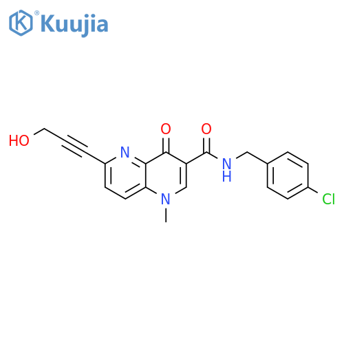 1,5-Naphthyridine-3-carboxamide,N-[(4-chlorophenyl)methyl]-1,4-dihydro-6-(3-hydroxy-1-propynyl)-1-methyl-4-oxo- structure