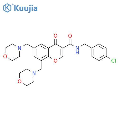 4H-1-Benzopyran-3-carboxamide,N-[(4-chlorophenyl)methyl]-6,8-bis(4-morpholinylmethyl)-4-oxo- structure