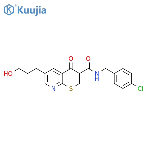4H-Thiopyrano[2,3-b]pyridine-3-carboxamide,N-[(4-chlorophenyl)methyl]-6-(3-hydroxypropyl)-4-oxo- structure