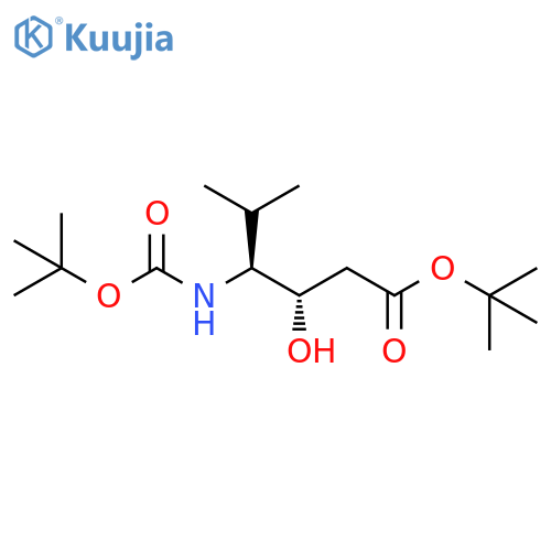 Hexanoic acid,4-[[(1,1-dimethylethoxy)carbonyl]amino]-3-hydroxy-5-methyl-,1,1-dimethylethyl ester, (3S,4S)- structure