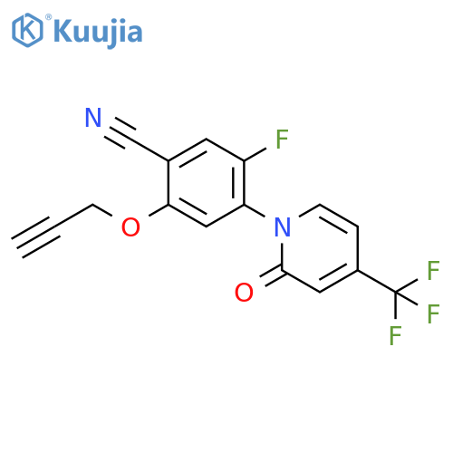 Benzonitrile,5-fluoro-4-[2-oxo-4-(trifluoromethyl)-1(2H)-pyridinyl]-2-(2-propynyloxy)- structure