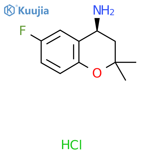 (4S)-6-fluoro-2,2-dimethyl-3,4-dihydro-2H-1-benzopyran-4-amine hydrochloride structure