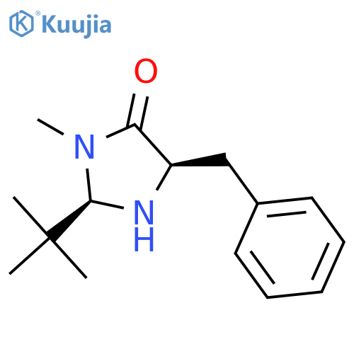 (2R,5R)-(+)-2-Tert-Butyl-3-methyl-5-benzyl-4-imidazolidinone structure