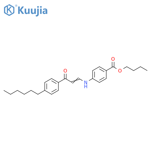 Benzoic acid, 4-[[3-(4-hexylphenyl)-3-oxo-1-propenyl]amino]-, butylester structure
