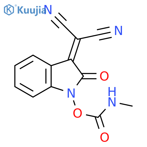 Propanedinitrile,[1,2-dihydro-1-[[(methylamino)carbonyl]oxy]-2-oxo-3H-indol-3-ylidene]- structure