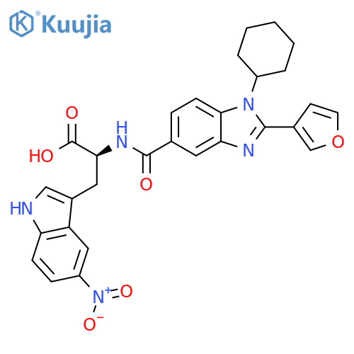 L-Tryptophan,N-[[1-cyclohexyl-2-(3-furanyl)-1H-benzimidazol-5-yl]carbonyl]-5-nitro- structure