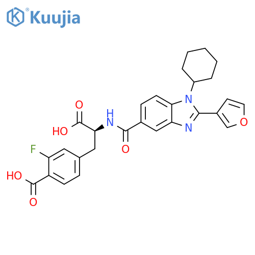 Phenylalanine,4-carboxy-N-[[1-cyclohexyl-2-(3-furanyl)-1H-benzimidazol-5-yl]carbonyl]-3-fluoro- structure