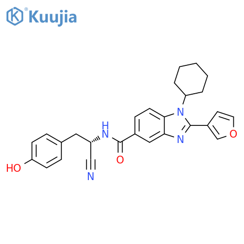 1H-Benzimidazole-5-carboxamide,N-[(1S)-1-cyano-2-(4-hydroxyphenyl)ethyl]-1-cyclohexyl-2-(3-furanyl)- structure