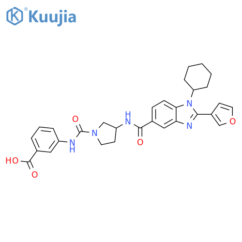 Benzoic acid,3-[[[3-[[[1-cyclohexyl-2-(3-furanyl)-1H-benzimidazol-5-yl]carbonyl]amino]-1-pyrrolidinyl]carbonyl]amino]- structure