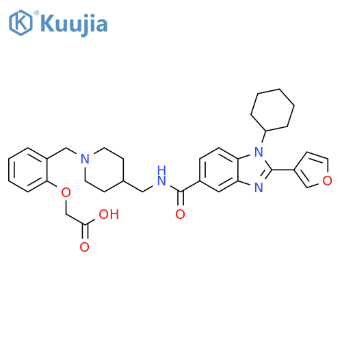 Acetic acid,[2-[[4-[[[[1-cyclohexyl-2-(3-furanyl)-1H-benzimidazol-5-yl]carbonyl]amino]methyl]-1-piperidinyl]methyl]phenoxy]- structure