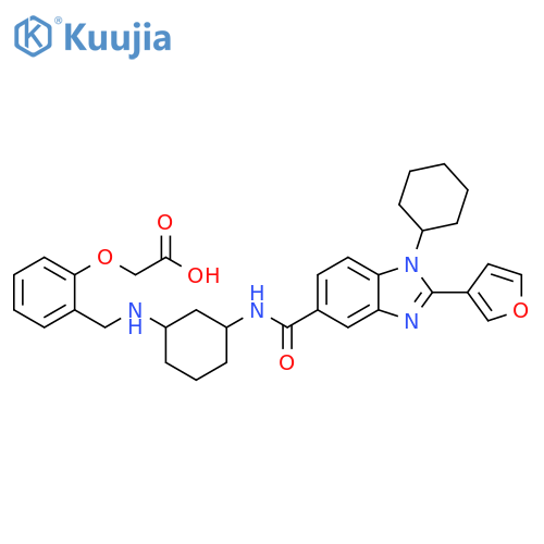 Acetic acid,[2-[[[3-[[[1-cyclohexyl-2-(3-furanyl)-1H-benzimidazol-5-yl]carbonyl]amino]cyclohexyl]amino]methyl]phenoxy]- structure