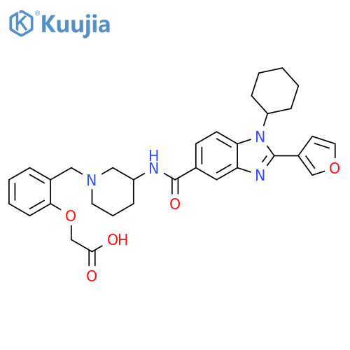 Acetic acid,[2-[[3-[[[1-cyclohexyl-2-(3-furanyl)-1H-benzimidazol-5-yl]carbonyl]amino]-1-piperidinyl]methyl]phenoxy]- structure