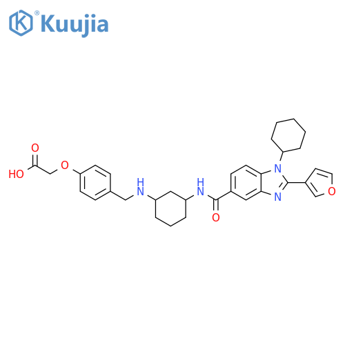 Acetic acid,[4-[[[3-[[[1-cyclohexyl-2-(3-furanyl)-1H-benzimidazol-5-yl]carbonyl]amino]cyclohexyl]amino]methyl]phenoxy]- structure