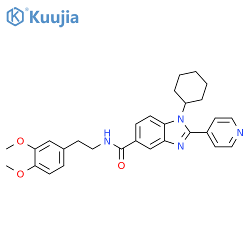 1H-Benzimidazole-5-carboxamide,1-cyclohexyl-N-[2-(3,4-dimethoxyphenyl)ethyl]-2-(4-pyridinyl)- structure
