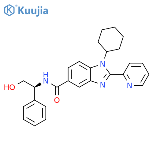 1H-Benzimidazole-5-carboxamide,1-cyclohexyl-N-[(1S)-2-hydroxy-1-phenylethyl]-2-(2-pyridinyl)- structure
